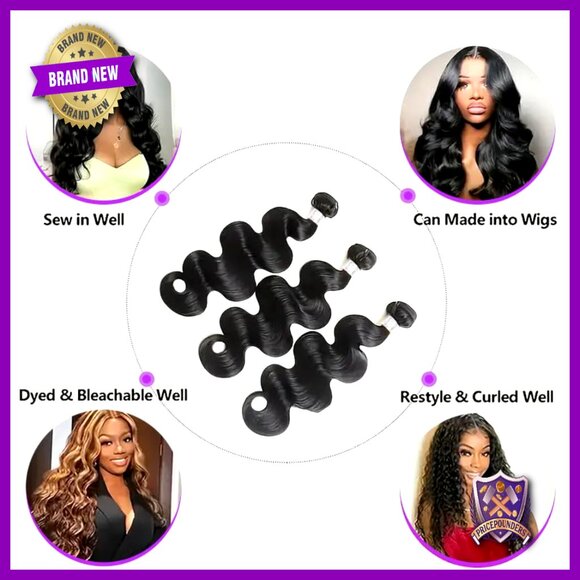 Body Wave Human Hair Extensions 3 Bundles 18-22 Inch Brazilian Virgin Hair main image 4